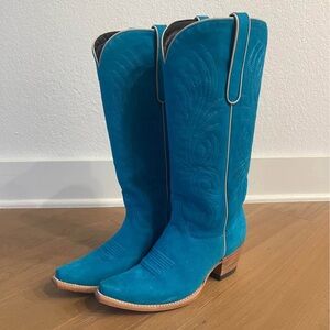 Blue Suede Women's Cowboy Boots